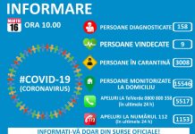 COVID-19: 16 martie: ora 10.00. Informatii suplimentare 0268/211988