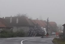 Accident rutier pe DN1, la Sâmbăta de Jos. Un TIR încărcat cu butelii a intrat într-o casă