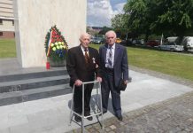 Video. ,,Slavă vouă!”, a spus Gheorghe Prunduş, veteranul de război de 102 ani, la comemorarea eroilor la monumentul din centrul Făgăraşului