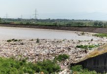 Foto. Tone de gunoaie plutesc pe râul Olt, în zona barajului de la Dridif. Hidroelectrica se face că nu vede dezastrul