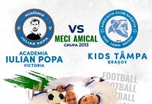 Foto. Primul meci al micilor fotbalişti de la Academia Iulian Popa de la Victoria. Meciul cu Kids Tâmpa sâmbătă, ora 10.00, pe stadionul din oraş