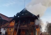 O pensiune de pe Valea Dejaniului a luat foc în această dimineață. Nu s-au înregistrat victime