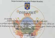 Diplomă pentru polițiștii de la IPJ Brașov