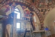 Foto și Video. Ioan Filigean: ,,A fost un dar de la Dumnezeu să pictez biserici“. ,,Este un privilegiu pentru noi pentru că am reușit acest lucru măreț pentru satul Rucăr“ spune preotul paroh, Silviu Goga