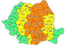 Cod portocaliu de averse şi vijelii pentru Brașov și alte 21 de judeţe; Cod galben de caniculă pentru 10 judeţe şi Capitală