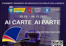 Proiectul „AI CARTE, AI PARTE”, Mișcare Culturală Internațională, se va derula în perioada 29 octombrie-6 noiembrie