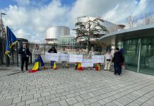 Video și Foto. ,,Vrem proprietatea moşilor şi a strămoşilor noştri!“ Sătenii din Borșa sunt din nou în grevă la Strasbourg. Au sentința de retrocedare de 20 de ani