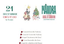 Colinde, brad împodobit, vin fiert și plăcinte, în centrul satului Mândra, în seara de 21 decembrie, ora 17.00