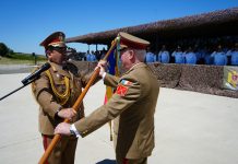 Foto. Ceremonie militară la Centrul de Instruire ,,Getica“ de la Cincu. S-a schimbat comanda prin trecerea în rezervă a generalului de brigadă dr. Ioan-Marian Cristurean. Va conduce Centrul colonelul Daniel-Alin Gheorghe