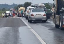 Accident rutier pe DN1, la Sâmbăta de Jos. Traficul este blocat