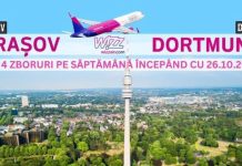 Wizz Air dublează frecvența zborurilor pe ruta Brașov – Dortmund