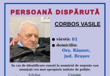Vârstnic din Râșnov, dispărut de acasă. Sunați la 112 dacă îl vedeți