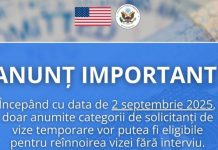 Modificări în acordarea vizelor de călătorie în Statele Unite ale Americii