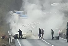 Un autoturism a luat foc, pe DN1, zona Perșani monitorfg