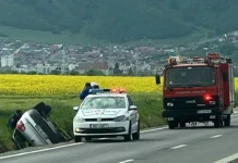 Accident rutier pe DN1, între Codlea și Brașov. O mașină a intrat în șanț