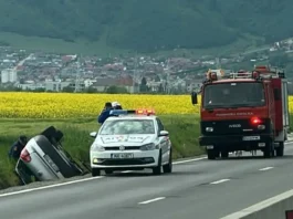 Accident rutier pe DN1, între Codlea și Brașov. O mașină a intrat în șanț
