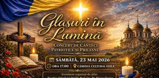 ,,Glasuri în lumină“, concert de cântece patriotice și pricesne, la Voila. Evenimentul va avea loc sâmbătă, 23 mai, ora 17.00